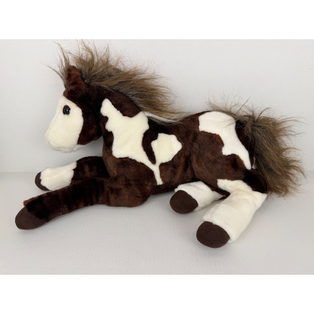 Breyer Plush Laying Horse Kids Large Brown White Excellent Pinto Stuffed Animal